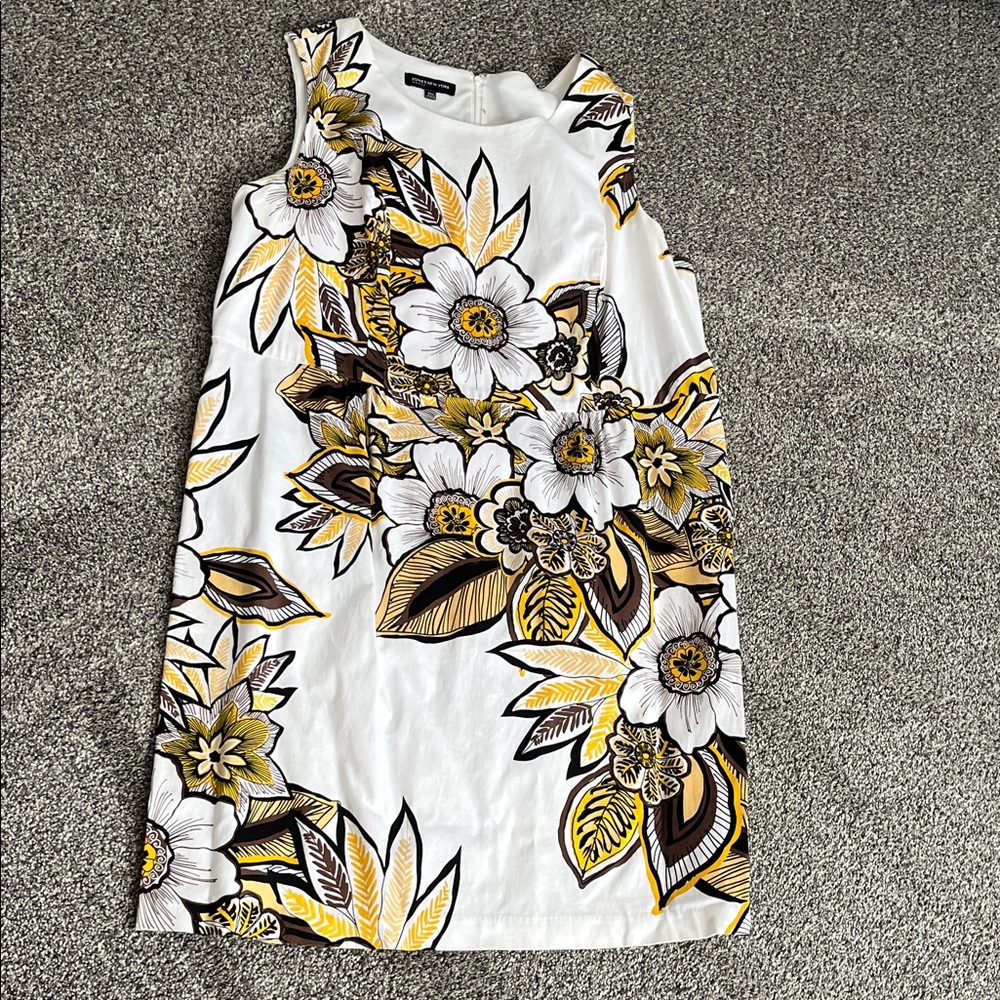 Jones New York Floral Dress - White, Yellow, Brown